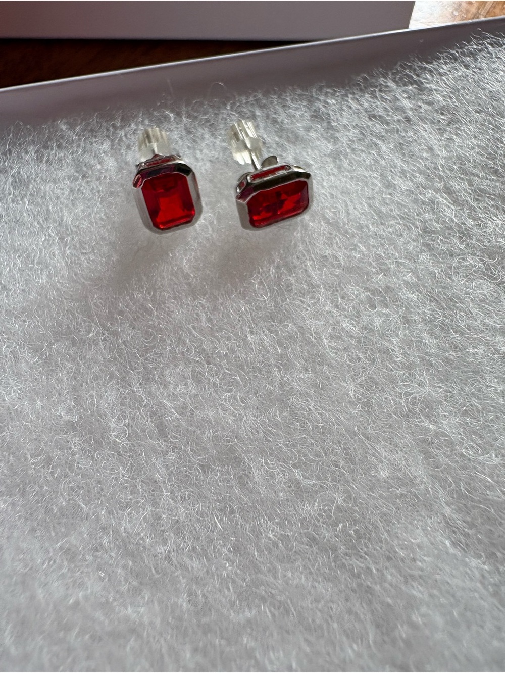 S925 Red Gemstone Sterling Silver Stud Earrings